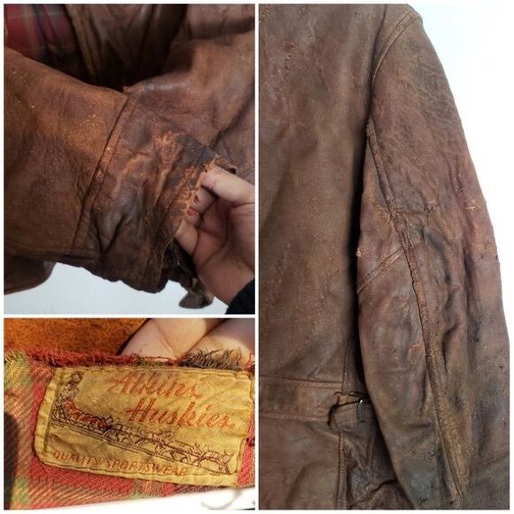 âSOLDâ Antique Biker Jacket 40s 50s Distressed - Picture 12 of 14